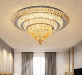 600 MM Gold K9 Crystal 3 Layer LED Chandelier Lamp - Warm White - Ashish Electrical India