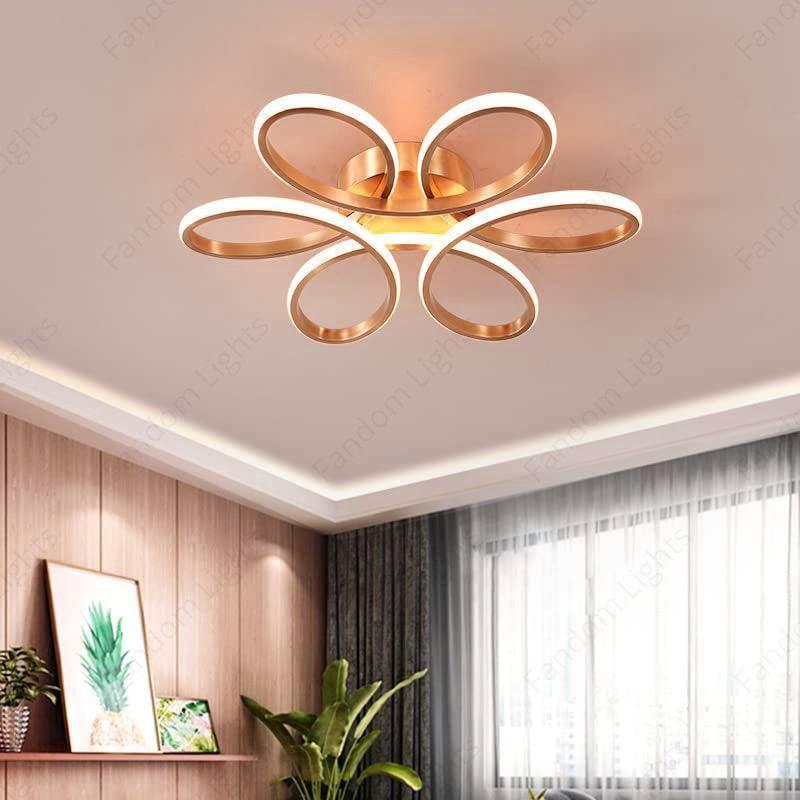 Light Curvy Rose Gold Plated Modern LED Chandelier Lamp