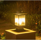 Square Pillar Light Antique Gate Light E27 Lantern Lamp Post E27 (Color : Black)