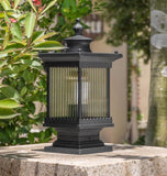 Square Pillar Light Antique Gate Light E27 Lantern Lamp Post E27 (Color : Black)