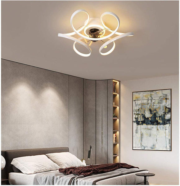 500MM White Modern Ceiling Fan Chandelier with Remote Control ABS Blades - Warm White - Ashish Electrical India