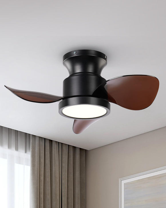 22 Inch Black Low Profile Ceiling Light with Fan LED Chandelier - Warm White - Ashish Electrical India
