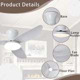 36 INCH HUGGER WIND LEAF CEILING FAN REMOTE CONTROLLED - White
