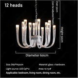 12 Arm Clear Glass Chandelier Ceiling Lights Hanging Lamp - Warm White