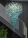 Meteoroid Chandelier Double Height - Emerald Green Color