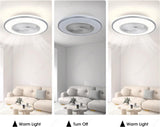 500 MM Round White Mesh Ceiling Light with Fan LED Chandelier - Warm White