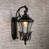 Outdoor Wall Light Fixture Black Exterior Wall Waterproof Lights Wall Mount with Glass Shade