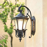 Outdoor Wall Light Fixture Black Exterior Wall Waterproof Lights Wall Mount with Glass Shade