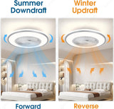 500 MM Round White Mesh Ceiling Light with Fan LED Chandelier - Warm White