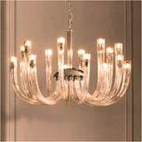 12 Arm Amber Glass Chandelier Ceiling Lights Hanging Lamp - Warm White