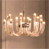 12 Arm Clear Glass Chandelier Ceiling Lights Hanging Lamp - Warm White