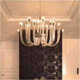 12 Arm Clear Glass Chandelier Ceiling Lights Hanging Lamp - Warm White