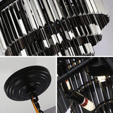 600 MM Black Glass Black Metal LED Chandelier for Living Dining Room Light- Warm White
