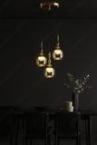3 Light Champagne Glass Pendant Ceiling Hanging Light - Warm White