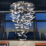 Feather LEAF LED DOUBLE HEIGHT STAIR CHANDELIER - WARM WHITE