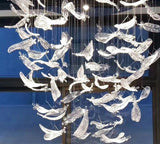 Feather LEAF LED DOUBLE HEIGHT STAIR CHANDELIER - WARM WHITE