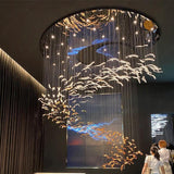 Feather LEAF LED DOUBLE HEIGHT STAIR CHANDELIER - WARM WHITE