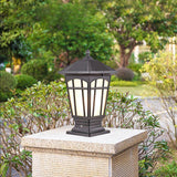 Square Pillar Light Frost Glass Modern Gate Light Lantern Lamp Post Outdoor Lamp (Color : Brown)