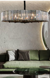 600 MM Black Metal Smokey Crystal LED Chandelier Hanging Suspension Lamp - Warm White - Ashish Electrical India