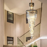 2200MMX750MM K9 CRYSTAL LED DOUBLE HEIGHT STAIR CHANDELIER - WARM WHITE