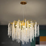 600 MM Crystal Gold Metal LED Tree Chandelier Hanging Lamp - Warm White - Ashish Electrical India