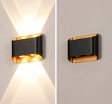 4 LED Outdoor Black Gold Wall Gate Lamp Up and Down Wall Light Waterproof (Warm White) - Ashish Electrical India