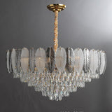 600 MM Feather Glass Crystal Gold Metal LED Chandelier Hanging Suspension Lamp - Warm White - Ashish Electrical India
