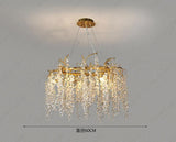 600 MM Crystal Gold Metal LED Tree Chandelier Hanging Suspension Lamp - Warm White - Ashish Electrical India