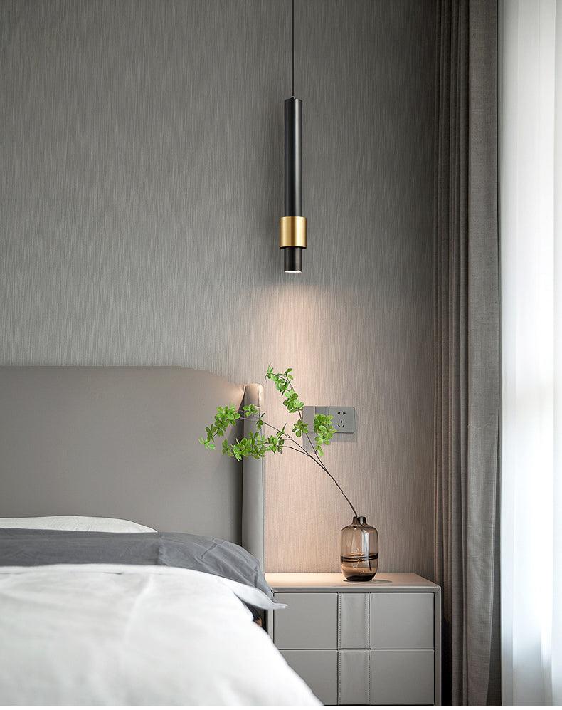 Pendant Light Bedside Gold Black Silver Tube Hanging Lamp Bar