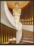 2200MMX750MM K9 CRYSTAL LED DOUBLE HEIGHT STAIR CHANDELIER - WARM WHITE