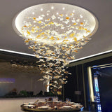 Maple Leaf LED DOUBLE HEIGHT STAIR CHANDELIER - WARM WHITE