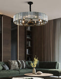 600 MM Black Metal Smokey Crystal LED Chandelier Hanging Suspension Lamp - Warm White - Ashish Electrical India
