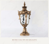 Retro Pillar Light Antique Brass Gate Lamp E27 Lantern Post E27 - Bronze