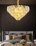 600 MMGold Metal White Glass LED Chandelier Hanging Suspension Lamp - Warm White - Ashish Electrical India