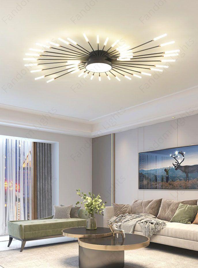 28 Light Black Body Acrylic LED Chandelier for Ultra Low Height