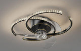 500 MM Black Crystal Low Ceiling Light with Fan LED Chandelier - Warm White