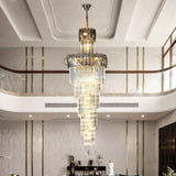 2200MMX750MM K9 CRYSTAL LED DOUBLE HEIGHT STAIR CHANDELIER - WARM WHITE