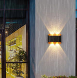 4 LED Outdoor Black Gold Wall Gate Lamp Up and Down Wall Light Waterproof (Warm White) - Ashish Electrical India