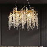 600 MM Crystal Gold Metal LED Tree Chandelier Hanging Suspension Lamp - Warm White - Ashish Electrical India