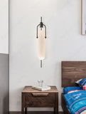 LED Frost Long Glass Wall Light Modern Copper Metal Bedroom Living Room Wall Light - Black Warm White