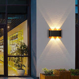 4 LED Outdoor Black Gold Wall Gate Lamp Up and Down Wall Light Waterproof (Warm White) - Ashish Electrical India