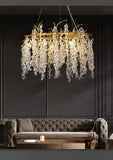 600 MM Crystal Gold Metal LED Tree Chandelier Hanging Suspension Lamp - Warm White - Ashish Electrical India