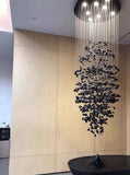 Black Stone LED DOUBLE HEIGHT STAIR CHANDELIER - WARM WHITE