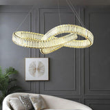 Crystal Curvy Metal Glass Modern LED Chandelier 1200 MM Ring - Warm White