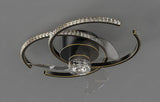500 MM Black Crystal Low Ceiling Light with Fan LED Chandelier - Warm White