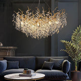 800 MM Crystal Gold LED Tree Chandelier Light for Living Room Round Dining Room Chandelier Over Table - Warm White