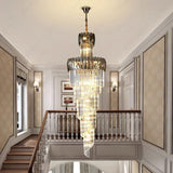 2200MMX750MM K9 CRYSTAL LED DOUBLE HEIGHT STAIR CHANDELIER - WARM WHITE