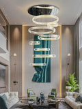 7 LIGHTS 7 RINGS CRYSTAL LED CHANDELIER HANGING LAMP - WARM WHITE