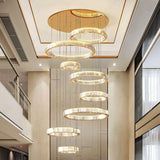 7 LIGHTS 7 RINGS CRYSTAL LED CHANDELIER HANGING LAMP - WARM WHITE
