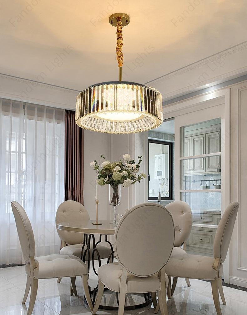 LUOLAX 31.5 Modern K9 Crystal Chandelier Flush Mount LED Ceiling Light Pendant Fixture LUOLAX 31.5 Modern K9 Crystal Chandelier Flush Mount LED Ceiling Light Pendant Fixture